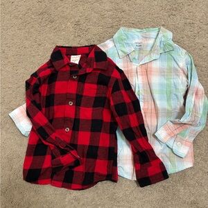 Carter's Red and Pastel Plaid Kids Button Down Shirts